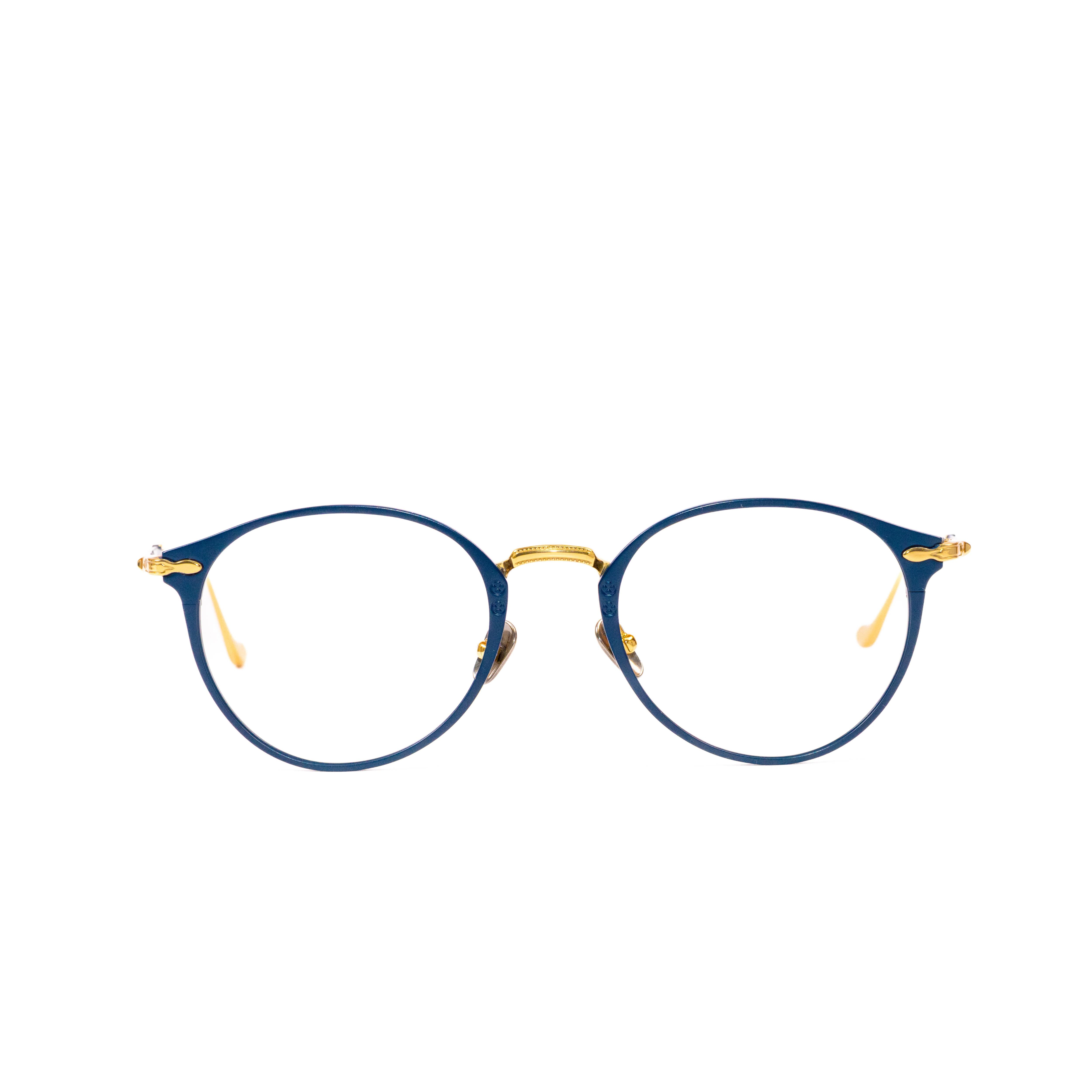 Blue Gold Round Glasses