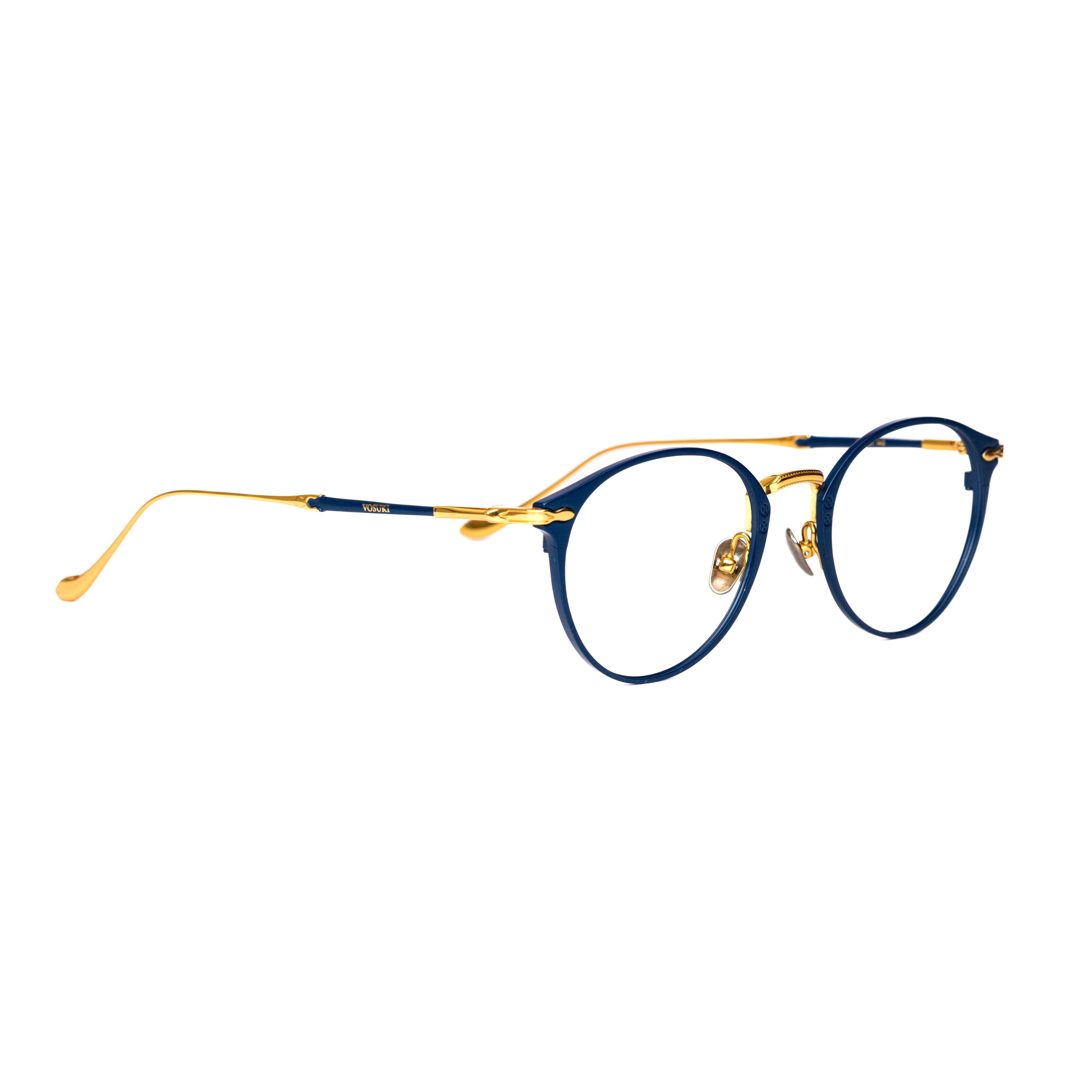 Blue Gold Round Glasses
