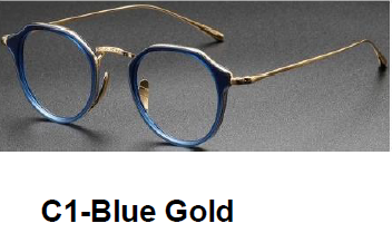 Blue Gold Hexagon Glasses
