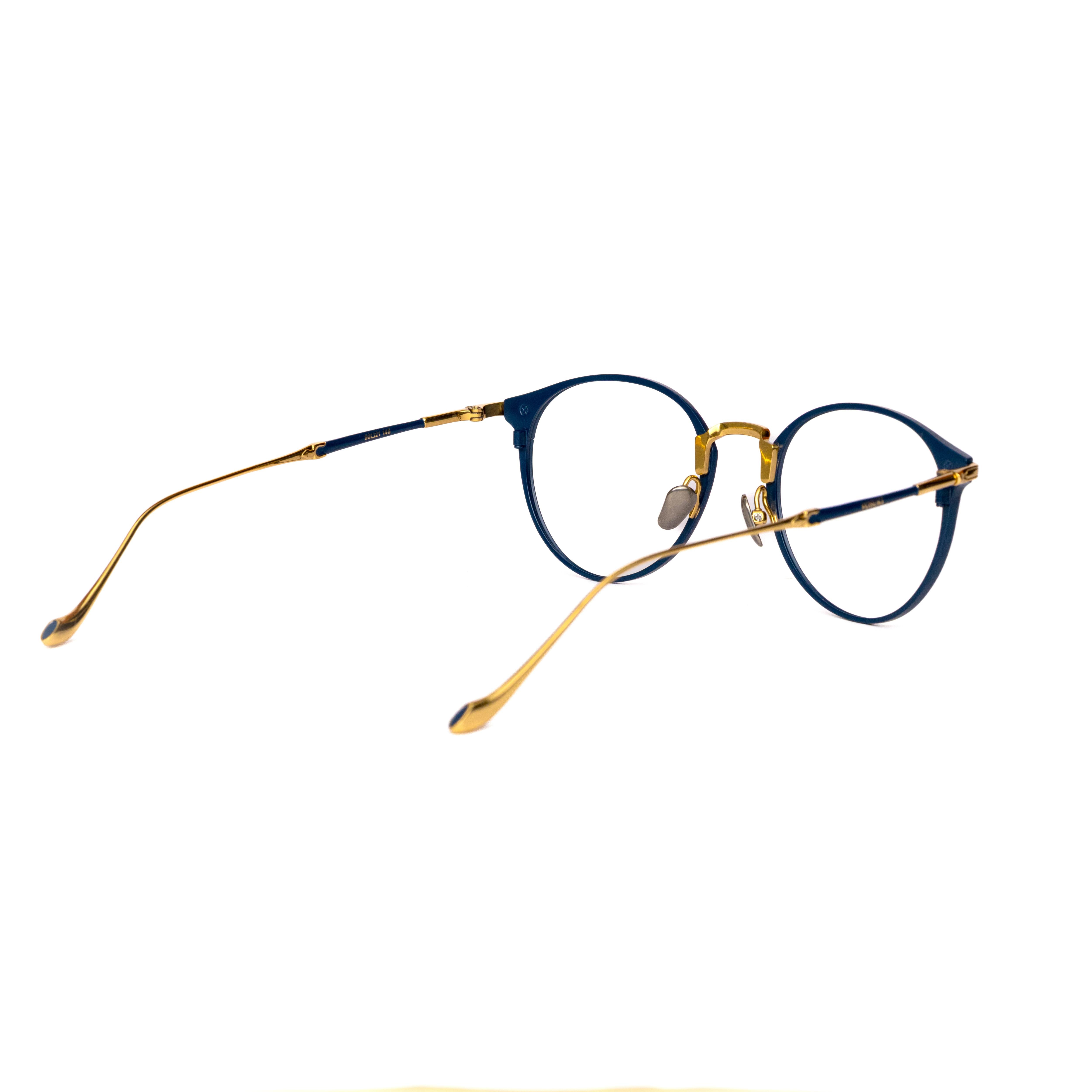 Blue Gold Round Glasses