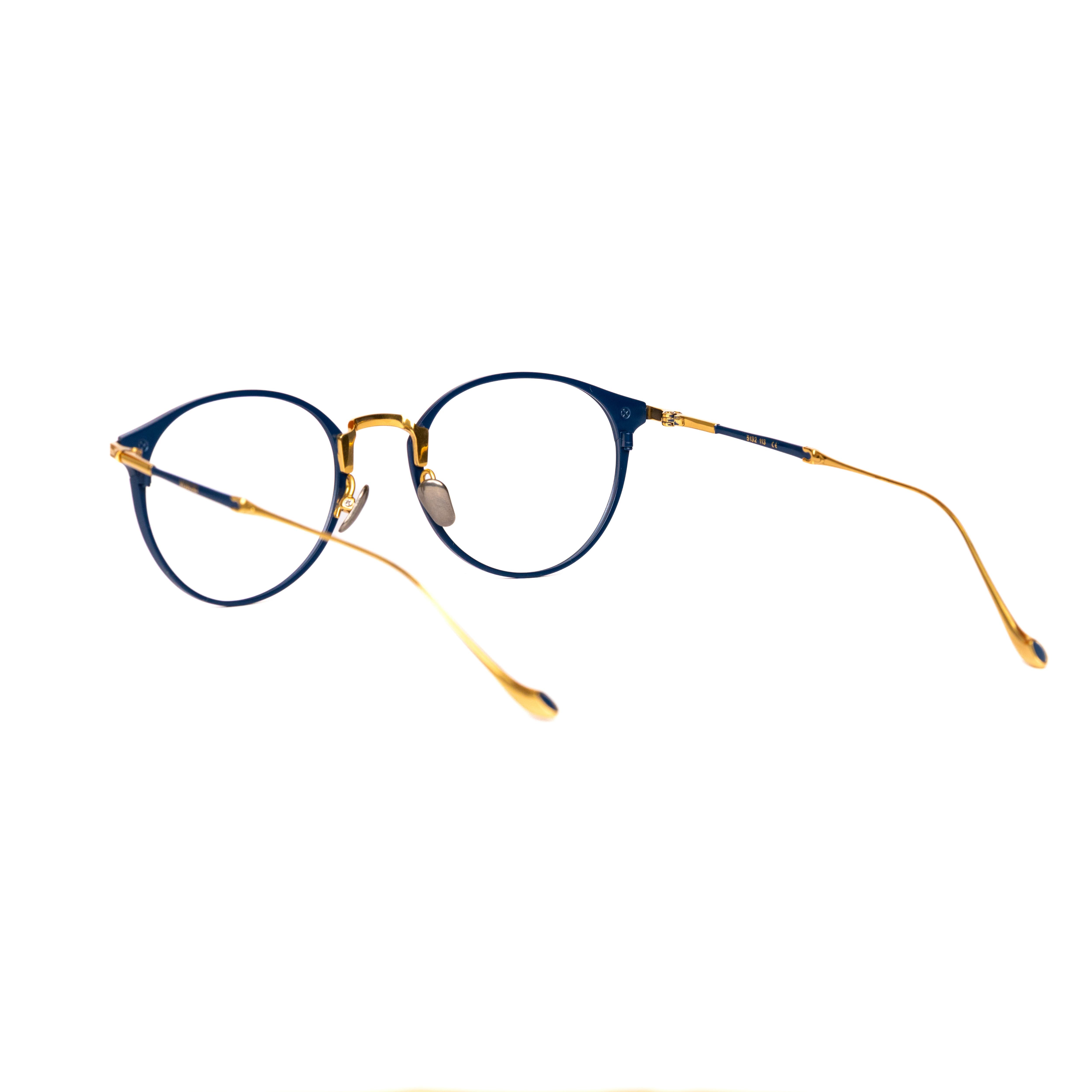 Blue Gold Round Glasses