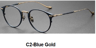 Blue Gold Round Glasses